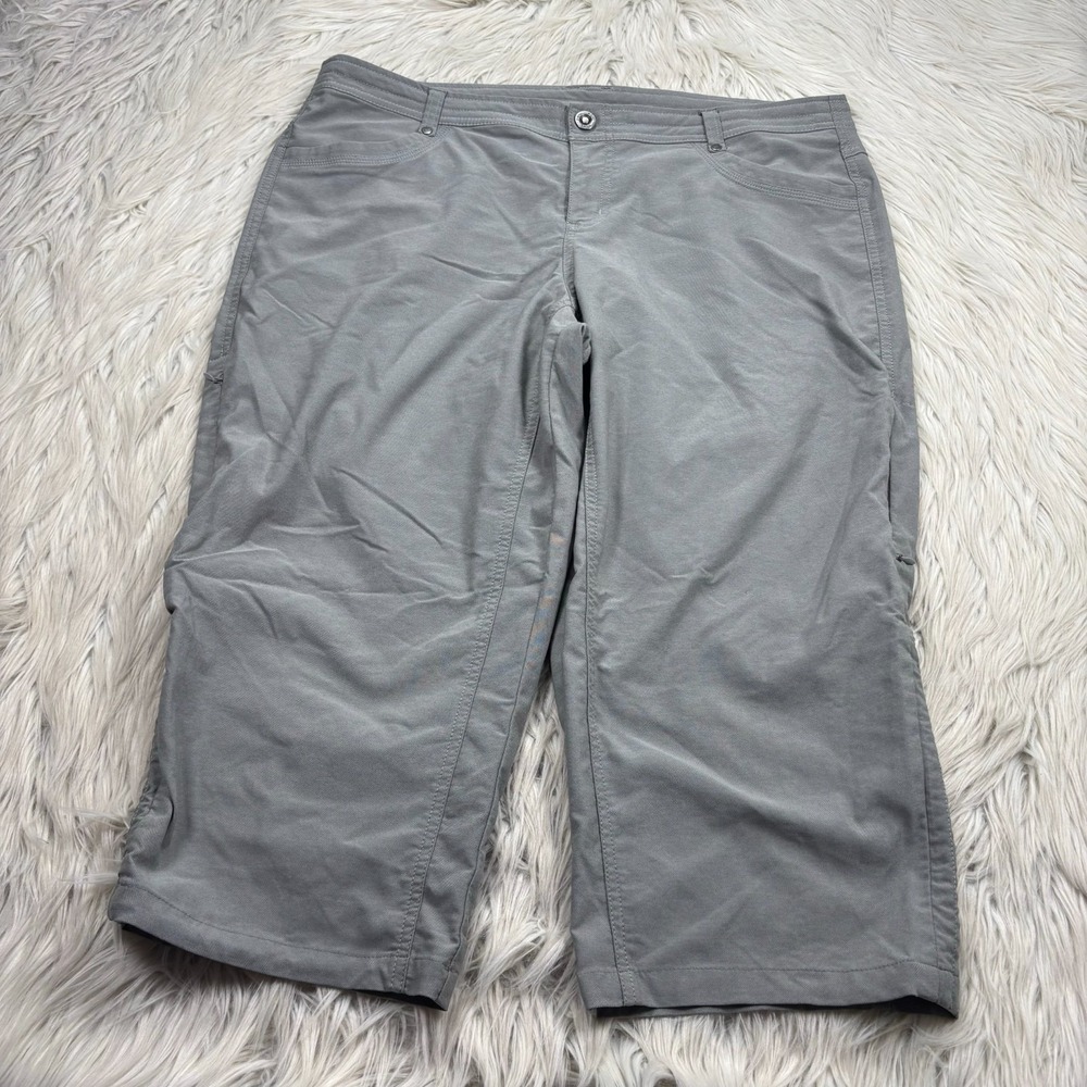 Kuhl Women's 14 Trekr Kapri Pant Stone Gray 6236 Cargo Hiking Ruched‎ Hem